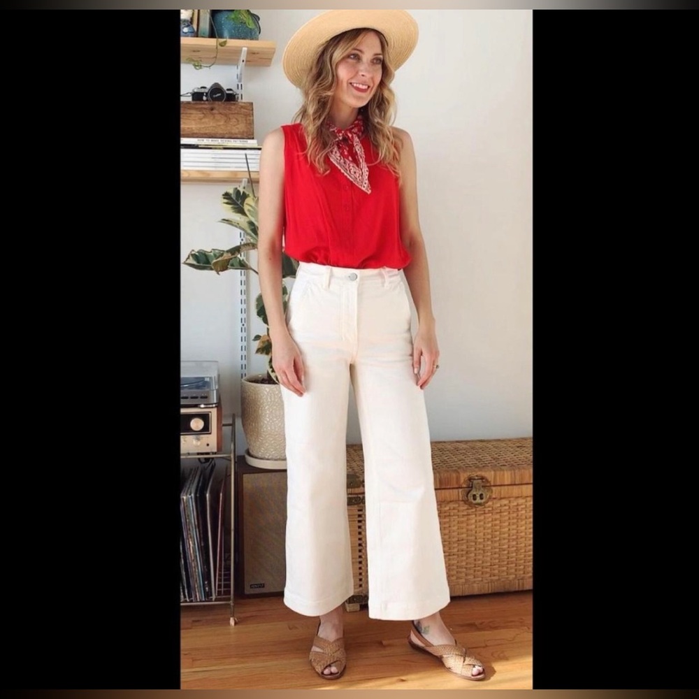 Everlane - wide leg cropped jean - white - size 4